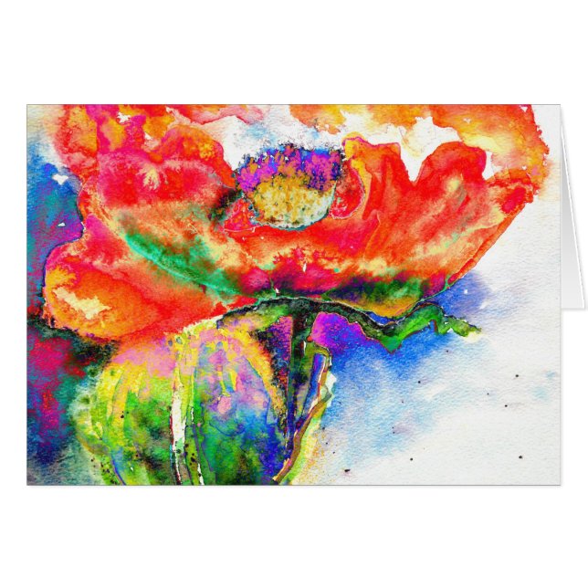 Elegant red floral watercolor painting (Front Horizontal)