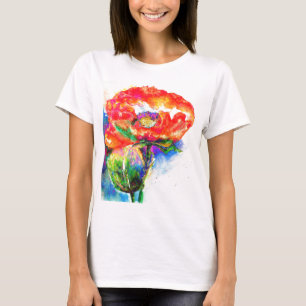 Elegant red floral watercolor painting T-Shirt