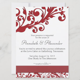 Elegant Red Floral Wedding Invitation