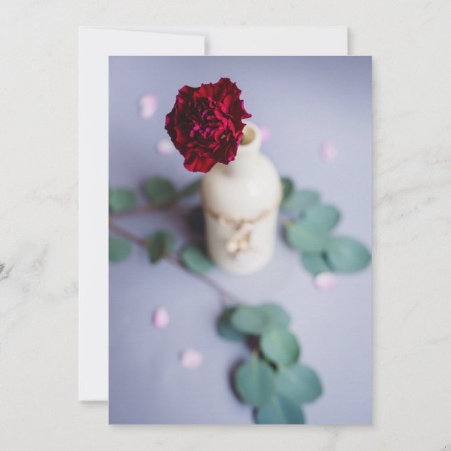 Elegant Red Floral Wedding Invitation (Back)