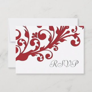 Elegant Red Floral Wedding RSVP Card