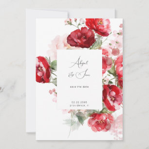 Elegant  Red Floral Wedding Save the Date