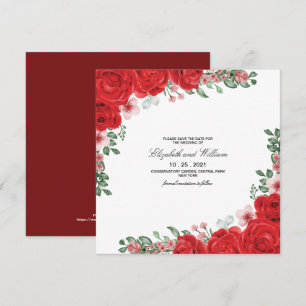 Elegant Red Floral Wedding Save The Date Invitati Invitation