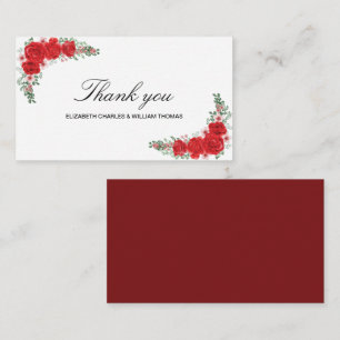 Elegant Red Floral Wedding Thank you Card