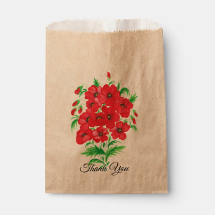 Elegant Red Flower Bouquet Thank You Favour Bags