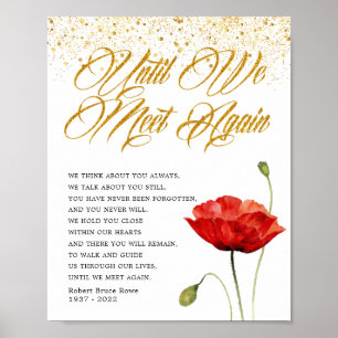 Elegant Red Flower Memorial Funeral Poem Sign