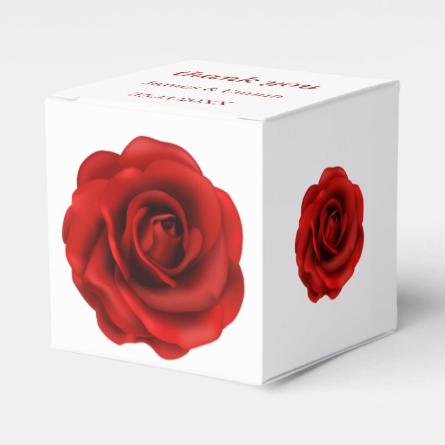Elegant Red Flower Wedding  Favour Box (Front Side)