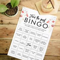 Elegant Red Flowers | Customisable Bingo Game Card