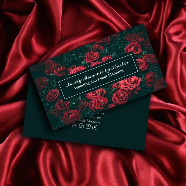 Elegant red flowers shop business card (Elegant red flowers shop business card #weddingeventplanning #botanical #redflowers #floral #red)