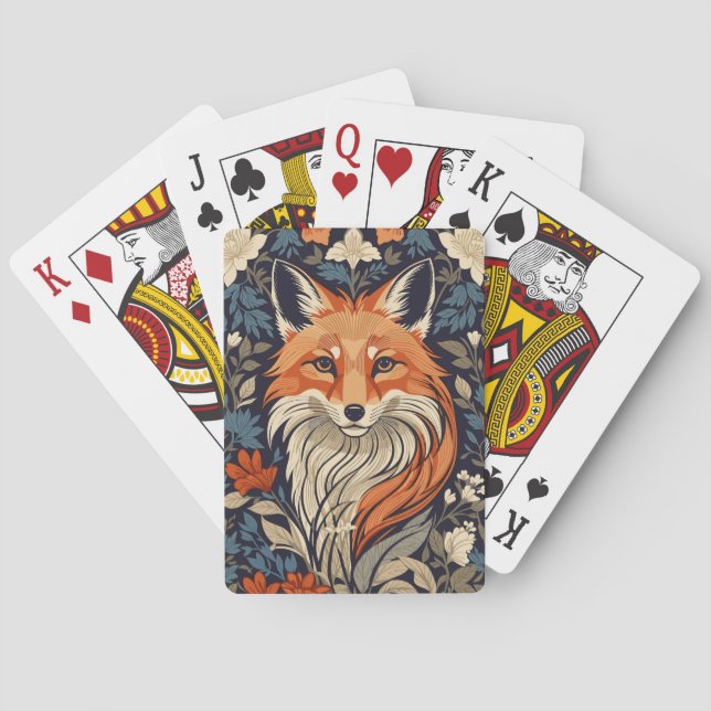 Elegant Red Fox Face Woodland Wildlife Playing Cards (Back)