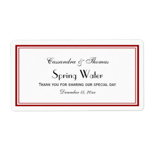 Elegant Red Framed H Water Bottle Label