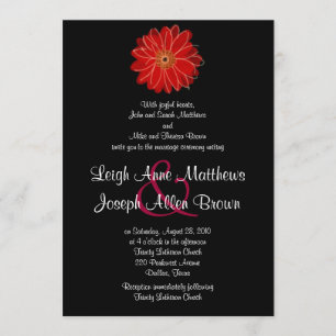Elegant Red Gerber Daisy Wedding Invitation