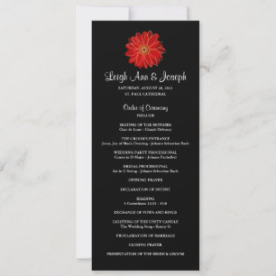 Elegant Red Gerber Daisy Wedding Program Invitation