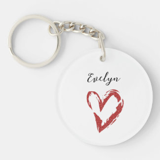 Elegant Red Glitter Name Acrylic Keychain
