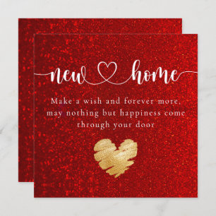 Elegant Red Glitter New Home Housewarming Card