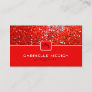 Elegant Red Glitter Party Planner Business Card