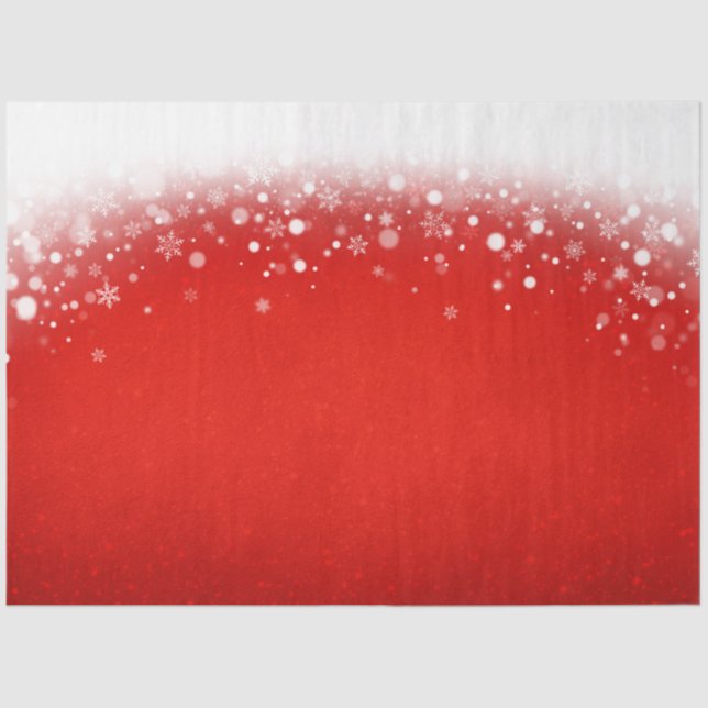 Elegant Red Glitter White Snowflakes Christmas  Tissue Paper (Front)