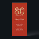Elegant Red Gold 80th Birthday Program Menu Invitation<br><div class="desc">Elegant "Birthday Party Program" design with a sophisticated script typography w/ custom text.</div>