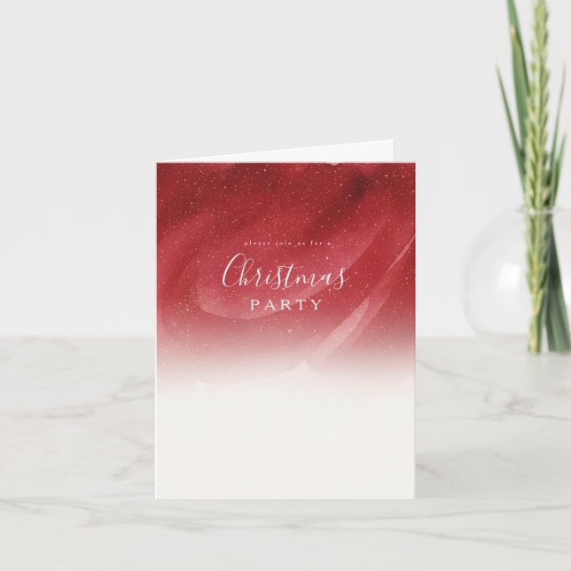 Elegant Red & Gold Abstract Folded Christmas Invit Invitation (Front)