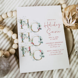 Elegant Red, Gold and Green Holiday Soiree  Invitation