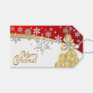 Elegant Red, Gold and White Christmas Gift Tags