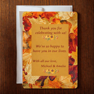 Elegant Red Gold Autumn Leaves Fall Wedding Enclosure Card
