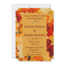 Elegant Red Gold Autumn Leaves Fall Wedding