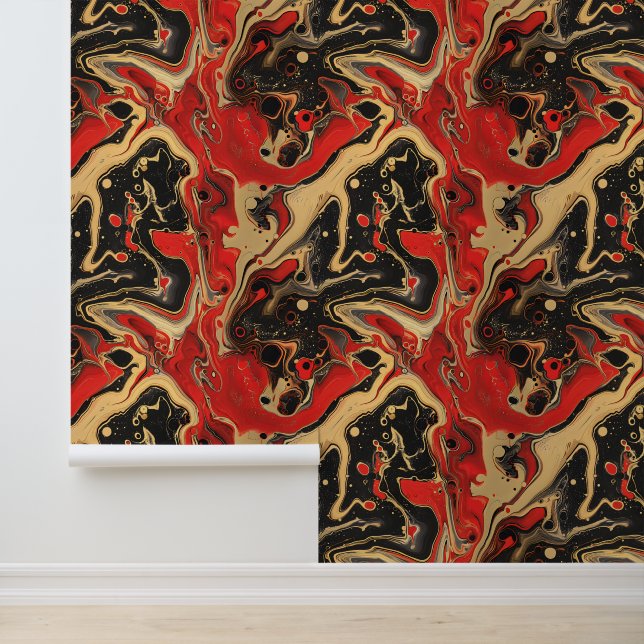 Elegant red gold black tiled marble  wallpaper (Application)