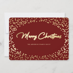 Elegant Red Gold Business Merry Christmas Card