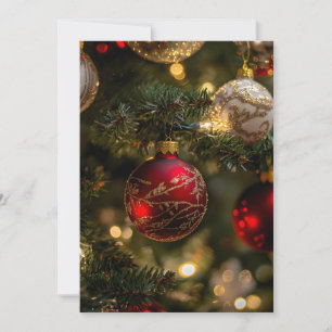 Elegant Red Gold Christmas Holiday Tree Announcement