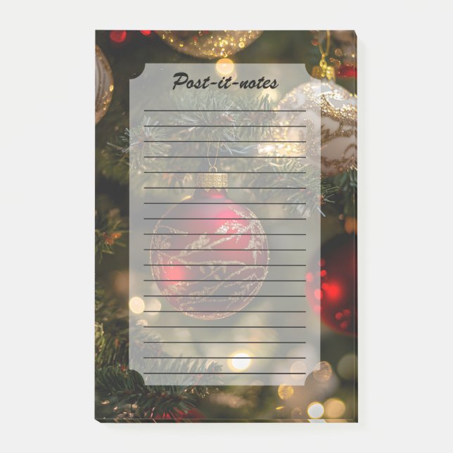 Elegant Red Gold Christmas Holiday Tree Post-it Notes (Front)