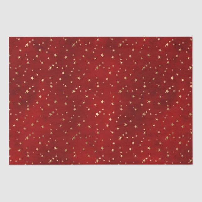 Elegant red gold Christmas lights stars cute foil Tissue Paper (Front)