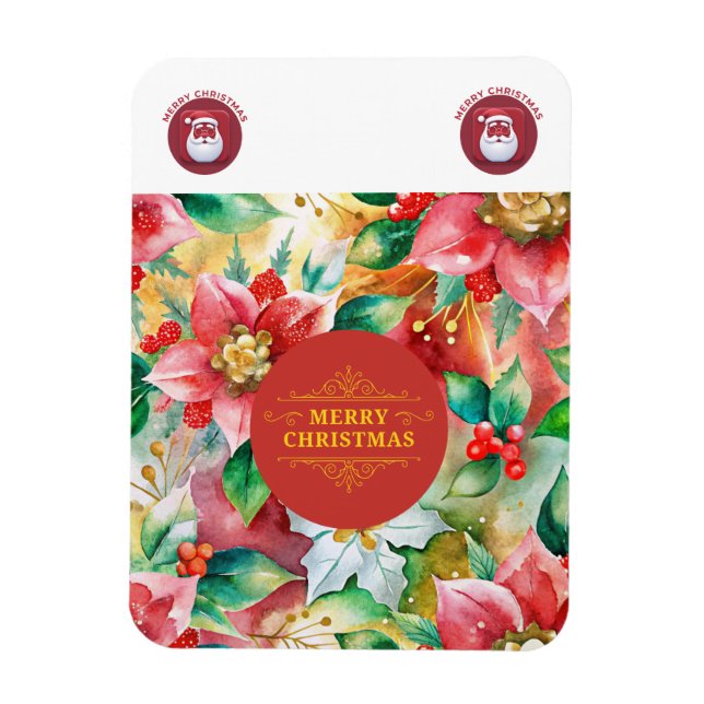 Elegant Red & Gold Christmas Magnet (Vertical)