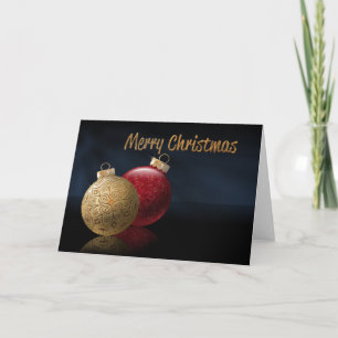 Elegant Red Gold Christmas Ornaments Holiday Card