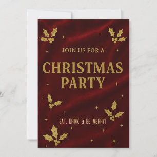 Elegant Red & Gold Christmas Party Invitation