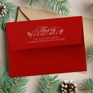 Elegant Red & Gold Christmas Return Address Envelope