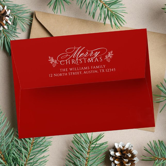 Elegant Red & Gold Christmas Return Address Envelope (Creator Uploaded)