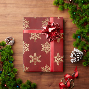 Elegant red & gold Christmas snowflake pattern Wrapping Paper