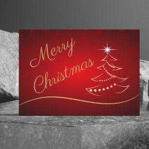 Elegant Red & Gold Christmas Tree Christmas Card