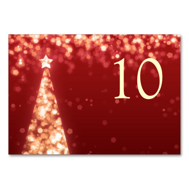 Elegant Red Gold Christmas Wedding Table Number (Front)