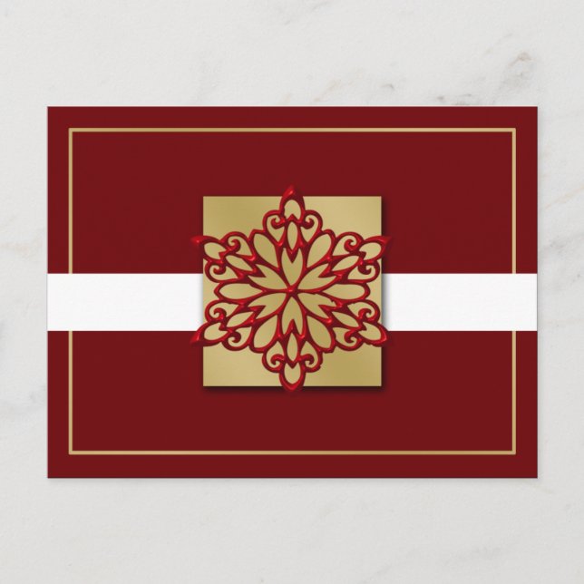 elegant red gold  Corporate Holiday Greeting s (Front)