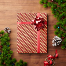 Elegant red gold cute candy cane stripes pattern