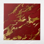 Elegant Red Gold Faux Marble Christmas Tile<br><div class="desc">Elegant Red & Gold Marble Pattern</div>