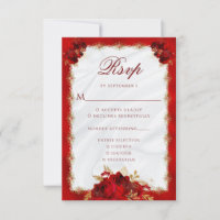 Elegant Red Gold Floral Roses Entree Wedding