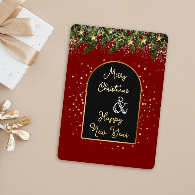 Elegant Red Gold Foil Christmas New Year  Foil Holiday Card (Creator Uploaded)