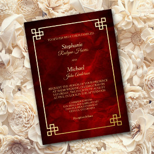 Elegant Red Gold Frame Wedding