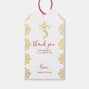 Elegant Red & Gold Ganesha & Mehndi Hindu Wedding Gift Tags