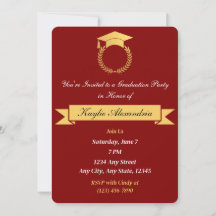Elegant Red & Gold Graduation Invitation