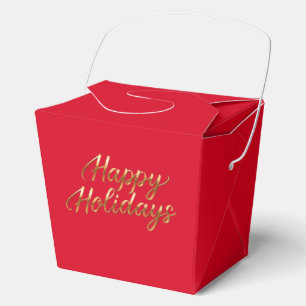 Elegant Red Gold Holiday Party Favour Box
