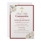 Elegant Red/Gold Holy Communion Invitation